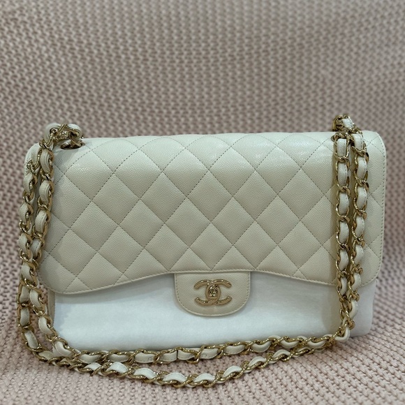 Chanel classic double flap quilted caviar medium handbag - style # A58600Y25378 - Picture 13 of 17